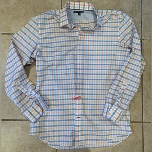 Banana Republic Blue and Orange Button Down Dress Shirt, Size: Large